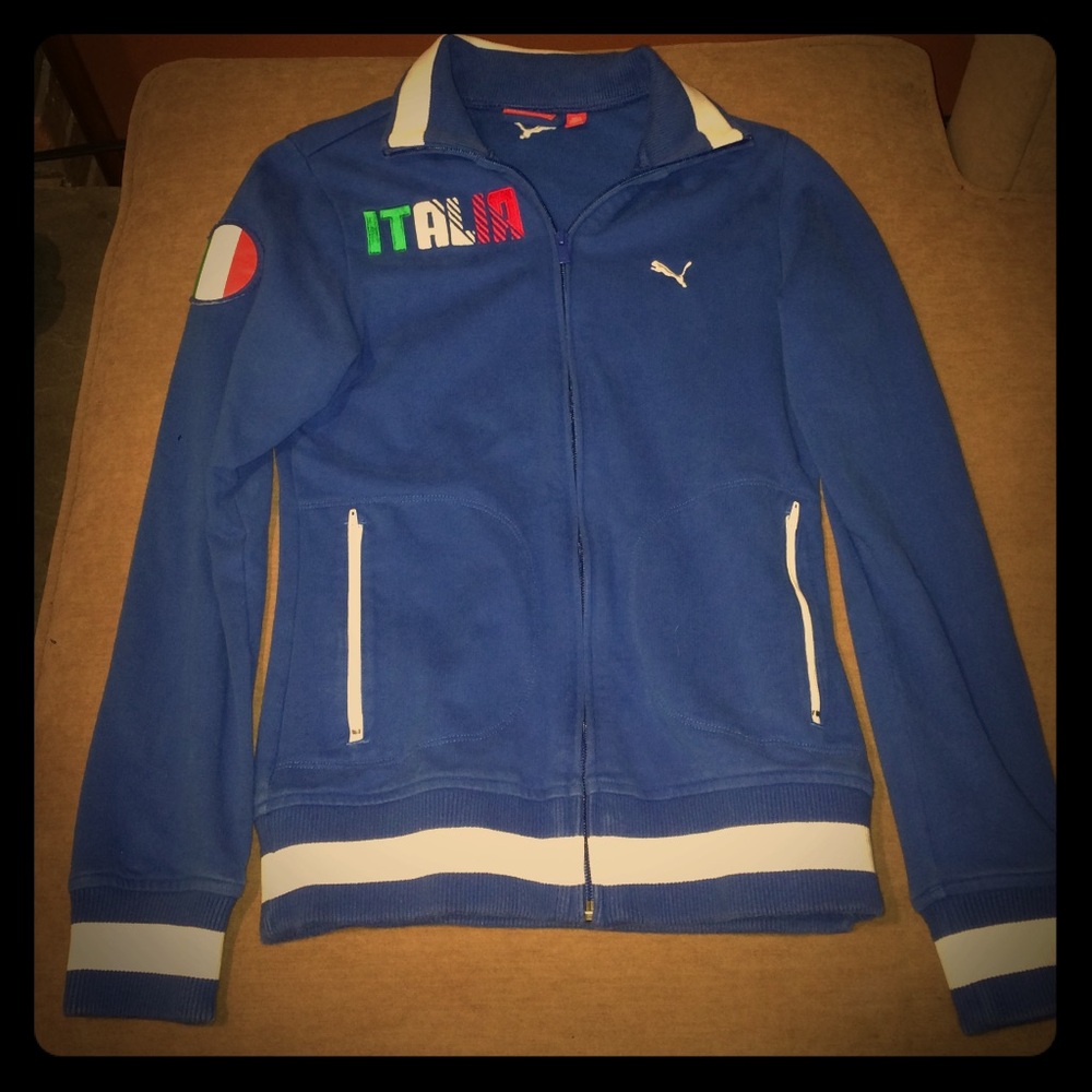 Puma Blue Italia Zip-Up Track Jacket with White Accents